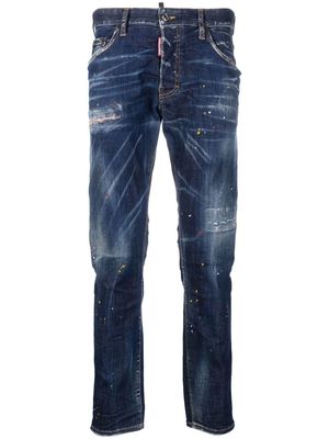 Dsquared2 paint-splatter slim-cut jeans - Blue