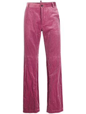 Dsquared2 paint-splatter velour trousers - Pink