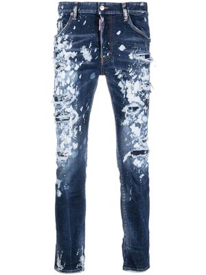 Dsquared2 paint splattered distressed jeans - Blue