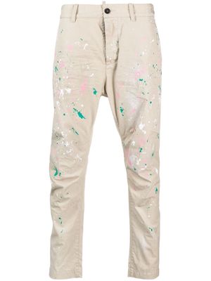 Dsquared2 paint-splattered straight-leg trousers - Neutrals