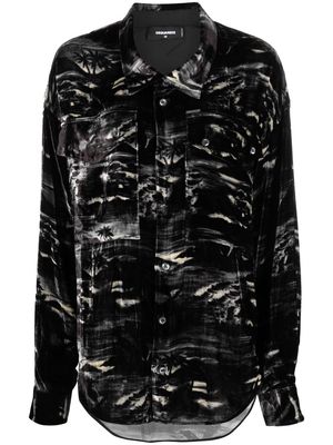 Dsquared2 palm-tree velour shirt - Black
