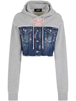 Dsquared2 panelled crop hoodie - Blue