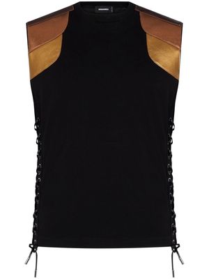 Dsquared2 panelled lace-up tank top - Black