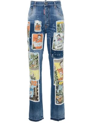 Dsquared2 patch-detail straight-leg jeans - Blue