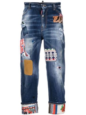 Dsquared2 patchwork-design cropped jeans - Blue