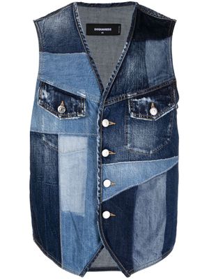 Dsquared2 patchwork-design denim vest - Blue