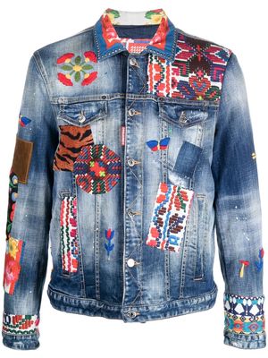 Dsquared2 patchwork-detail denim jacket - Blue