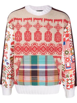 Dsquared2 patterned-jacquard panelled jumper - Neutrals