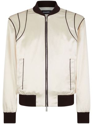 Dsquared2 piped-trim satin bomber jacket - Neutrals