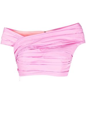 Dsquared2 pleated off-shoulder cropped top - Pink
