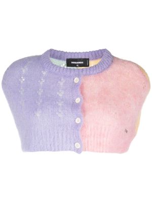 Dsquared2 pointelle-knit brushed wool top - Purple
