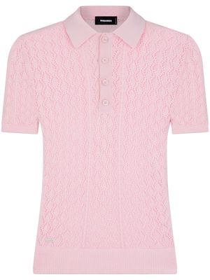 Dsquared2 pointelle-knit cotton polo top - Pink