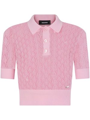 Dsquared2 pointelle-knit cropped polo top - Pink
