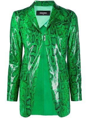 Dsquared2 python-print open-front leather blazer - Green