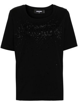 Dsquared2 rhinestone-logo cotton T-shirt - Black