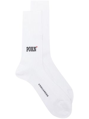 Dsquared2 ribbed cotton crew socks - White