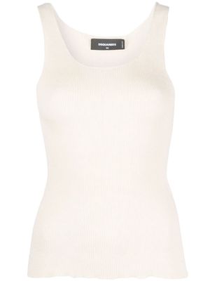 Dsquared2 ribbed-knit scoop-neck tank top - Neutrals