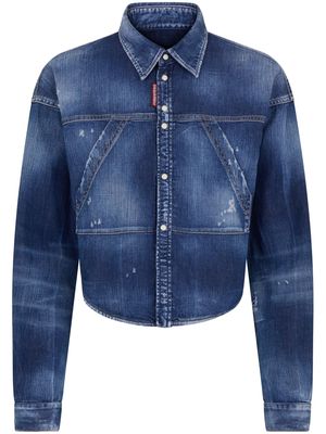 Dsquared2 ripped cropped denim shirt - Blue