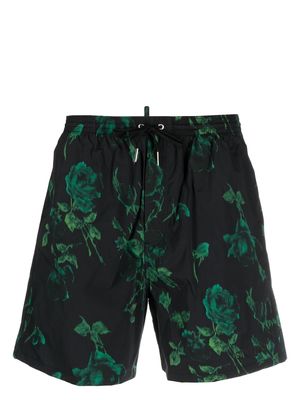 Dsquared2 rose-print swim shorts - Black