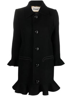 Dsquared2 ruffle-trim single-breasted coat - Black
