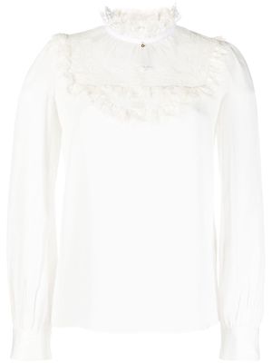 Dsquared2 ruffled lace-panel top - Neutrals