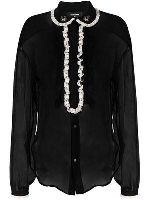 Dsquared2 ruffled sheer silk blouse - Black