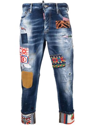 Dsquared2 Sailor patchwork cropped denim jeans - 470 BLUE