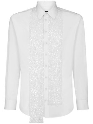 Dsquared2 sequinned draped-detail shirt - White
