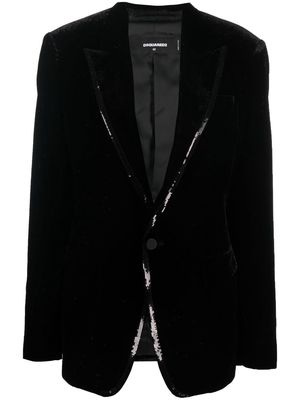 Dsquared2 sequinned single-breasted velvet blazer - Black