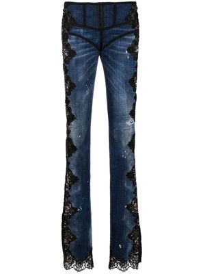 Dsquared2 Sharpei lace-trim skinny jeans - Blue