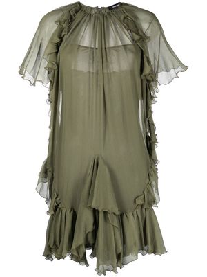 Dsquared2 sheer-overlay ruffled dress - Green