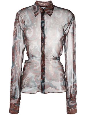 Dsquared2 sheer paisley-print shirt - Brown