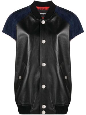Dsquared2 short-sleeved leather bomber jacket - Black