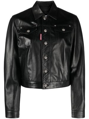 Dsquared2 single-breasted leather jacket - Black