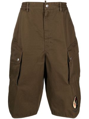 Dsquared2 slogan-patch cotton cargo shorts - Brown