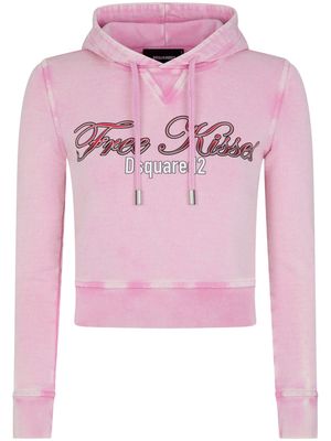 Dsquared2 slogan-print cropped cotton hoodie - Pink