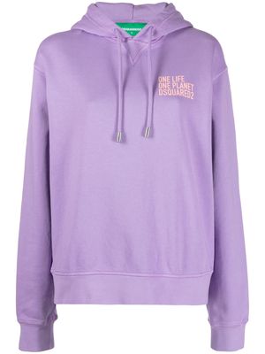 Dsquared2 slogan-print organic-cotton hoodie - Purple