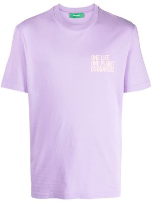 Dsquared2 slogan-print organic-cotton T-shirt - Purple