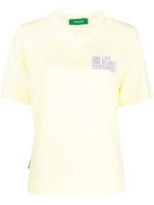 Dsquared2 slogan-print organic-cotton T-shirt - Yellow