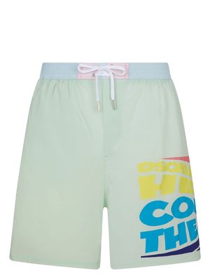Dsquared2 slogan-print swim shorts - Green