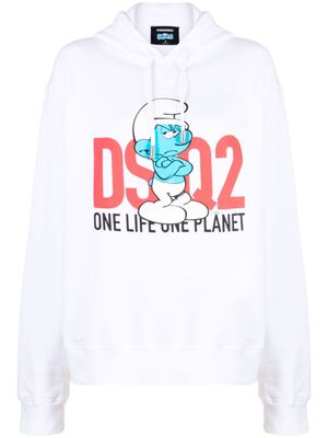 Dsquared2 Smurf logo-print hoodie - White