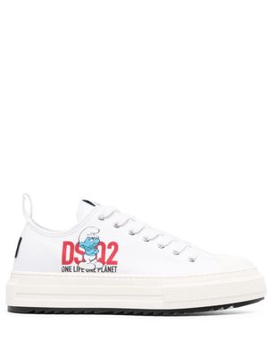 Dsquared2 smurfs-print canvas sneakers - White