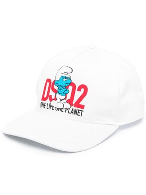 Dsquared2 Smurfs-print cotton cap - White