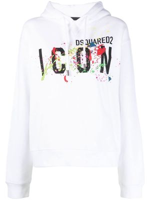 Dsquared2 splatter logo-print hoodie - White