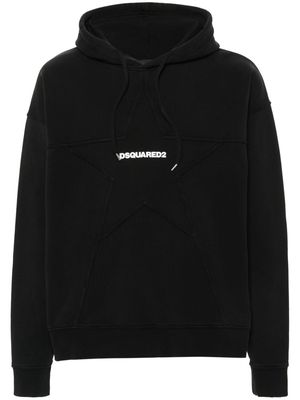 Dsquared2 star-detail cotton hoodie - Black