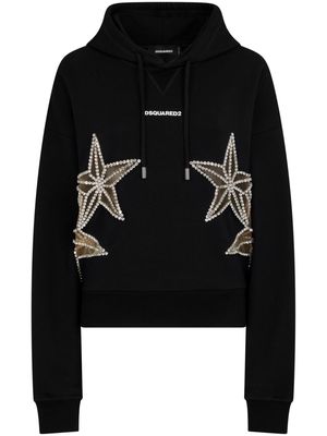 Dsquared2 star-embellished cotton hoodie - Black