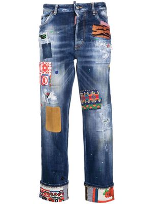 Dsquared2 straight-leg embroidered jeans - Blue