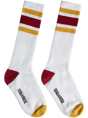 Dsquared2 stripe-detail ribbed socks - White