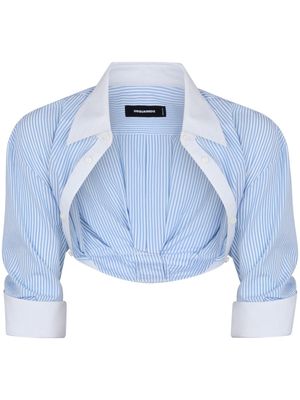 Dsquared2 striped cotton cropped blouse - Blue