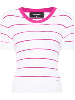 Dsquared2 striped ribbed top - White